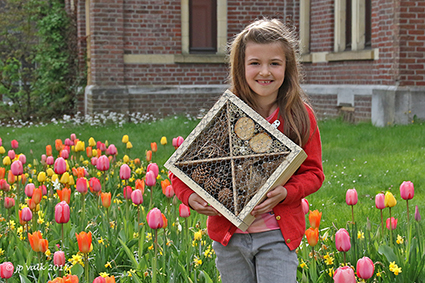 Oma´s en opa´s helpen bij het maken van insectenhotel.
